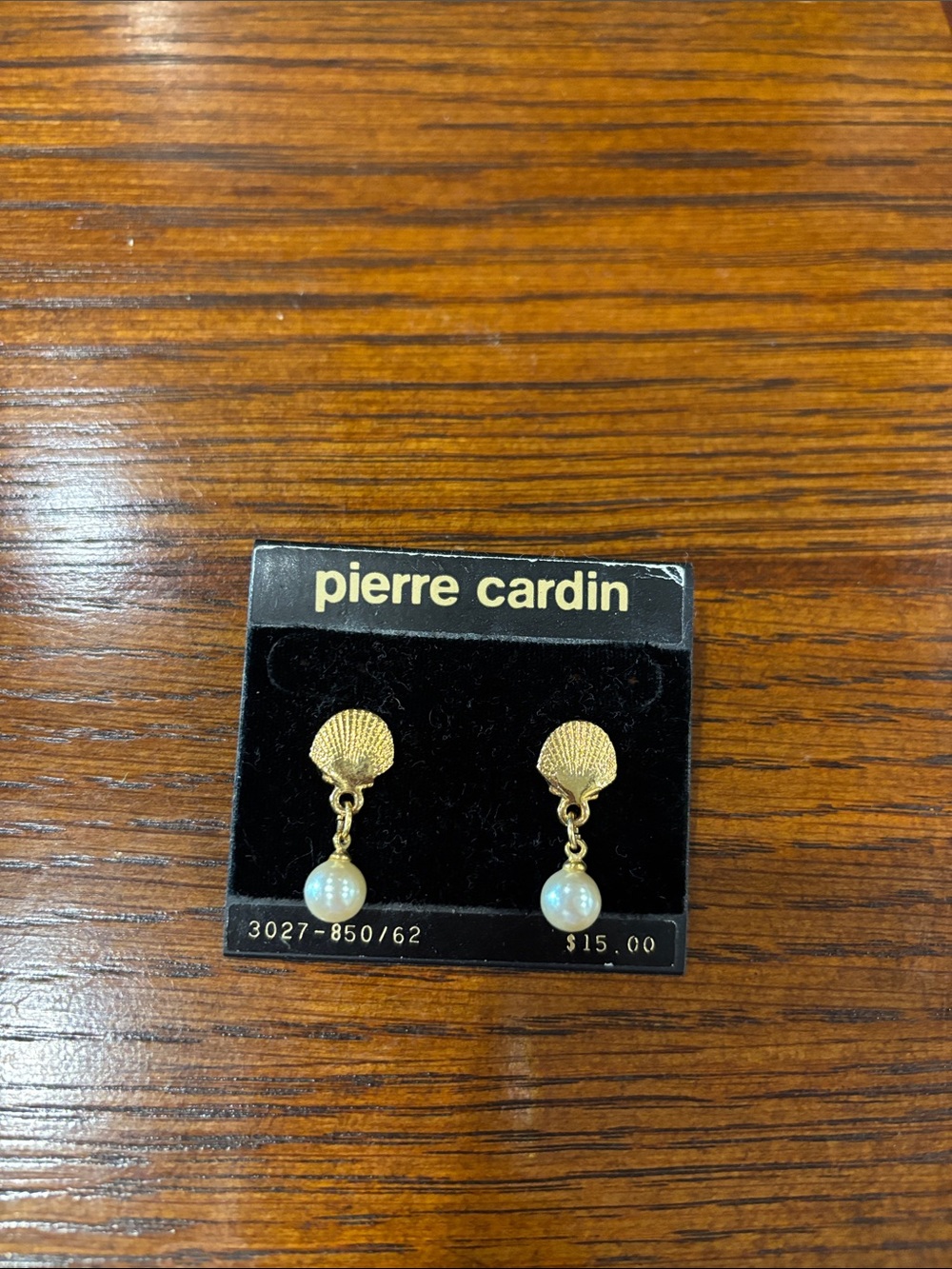 pierre cardin Gold Shell Dangling Earrings with Pearl Drop